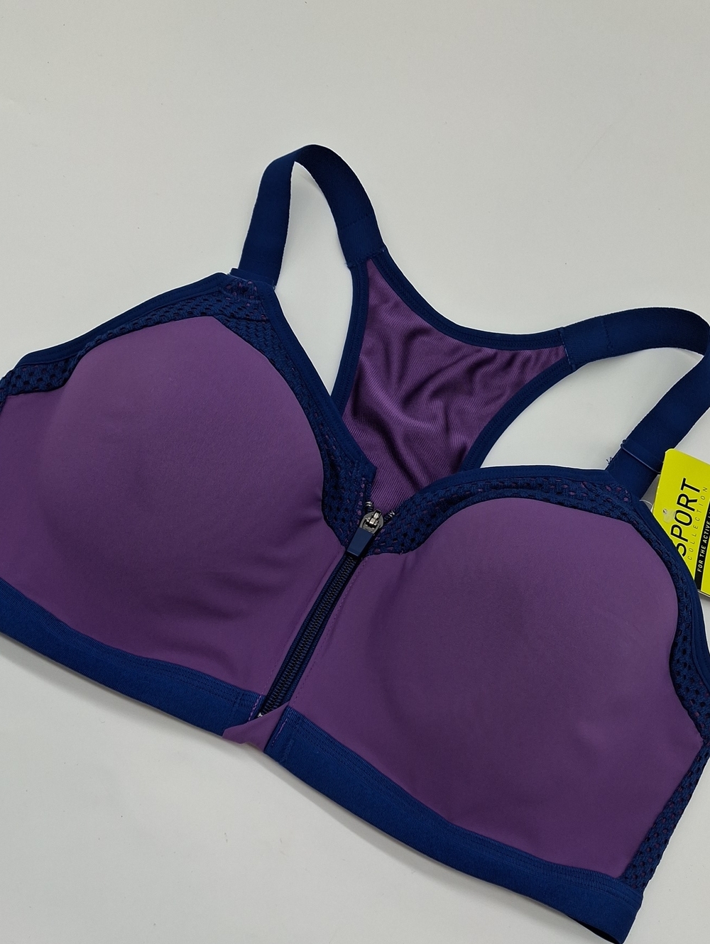 Wacoal Maximum Support Front Close Zip Sports Bra Purple Blue 38D